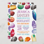 地質学の誕生日パーティー 岩 石 結晶 招待状 (正面/裏面)