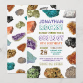 地質学の誕生日パーティー 岩 石 結晶 招待状 (正面/裏面)