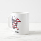 "地質学は最高"アメリカ国旗クロスハンマーロゴ コーヒーマグカップ (正面左)