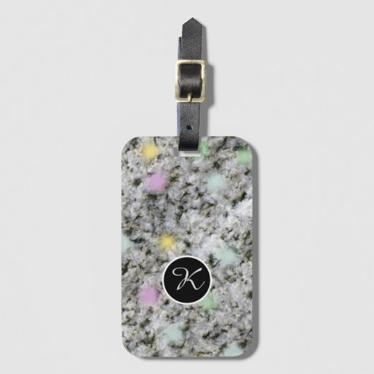 地質学スイートパステルロックテクスチャーカスタムモノグラム ラゲッジタグ (正面縦)
