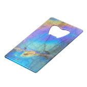 地質学ラブラドーライト石カラフルの結晶パターン クレジットカード栓抜き (裏面アングル)