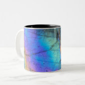 地質学ラブラドーライト石カラフルの結晶パターン ツートーンマグカップ (正面左)