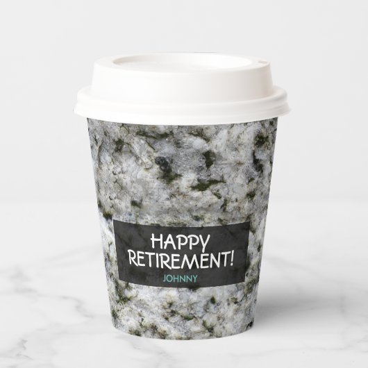 地質学白い花崗岩ロックラベル任意の文字紙Cu 紙コップ (正面)