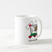 "地質学的な岩"カリフォルニアのクマ国旗のハンマーのロゴ コーヒーマグカップ (正面右)