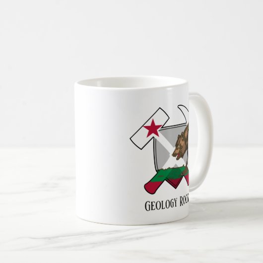 "地質学的な岩"カリフォルニアのクマ国旗のハンマーのロゴ コーヒーマグカップ (正面右)