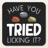 地質学者おもしろい宝石収集家ロックハウンド スクエアペーパーコースター (正面)