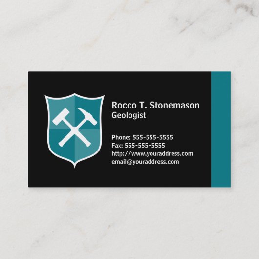 地質学者が岩ハンマーのシールドを越えた 名刺 (裏面)