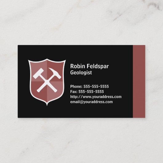 地質学者が岩ハンマーのシールドを越えた 名刺 (裏面)