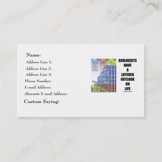 地質学者にあります生命(ユーモア)の層にされた展望が 名刺 (正面)