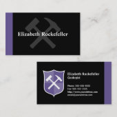 地質学者によって交差させる石のハンマーの盾 名刺 (正面/裏面)