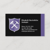 地質学者によって交差させる石のハンマーの盾 名刺 (裏面)