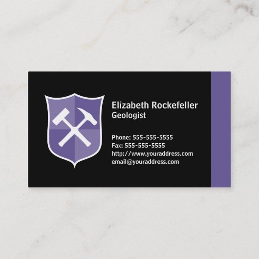 地質学者によって交差させる石のハンマーの盾 名刺 (裏面)