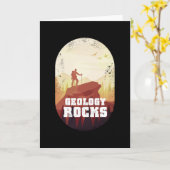 地質学者のための地質学的岩石ハイキングギフト カード (黄色い花)