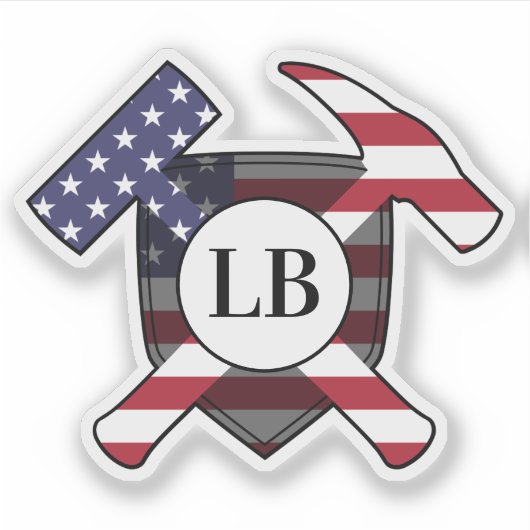 地質学者のハンマーとビニールのイニシャル シール (正面)