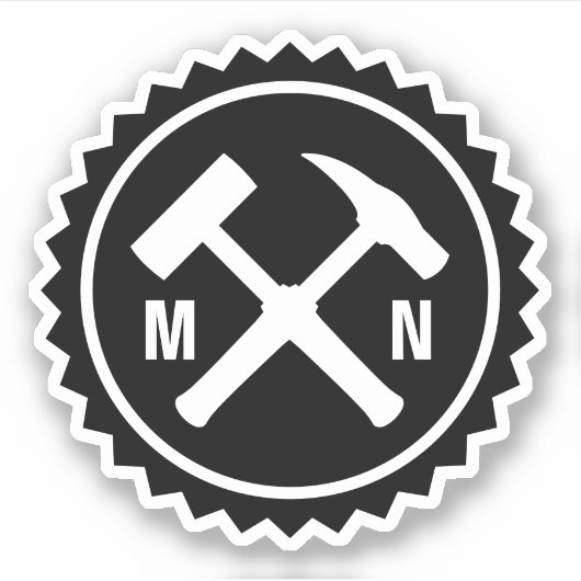 地質学者のハンマーのロゴとイニシャル シール (正面)