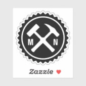 地質学者のハンマーのロゴとイニシャル シール (シート)