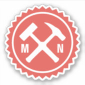 地質学者のハンマーのロゴとイニシャル シール (正面)