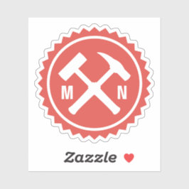 地質学者のハンマーのロゴとイニシャル シール