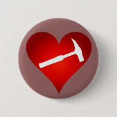 地質学者のハートとロックハンマー 缶バッジ (正面)