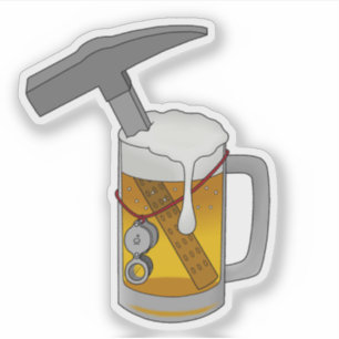 地質学者のビールおよび石のハンマーのビニール シール