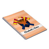 地質学者のロックハンマーとアリゾナ国旗のロゴ ノートブック (右側)