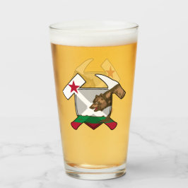 地質学者のロックハンマーとカリフォルニア国旗のロゴ タンブラーグラス