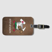 地質学者のロックハンマーとカリフォルニア国旗のロゴ ラゲッジタグ (正面横)