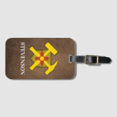 地質学者のロックハンマーとニューメキシコ国旗のロゴ ラゲッジタグ (正面横)