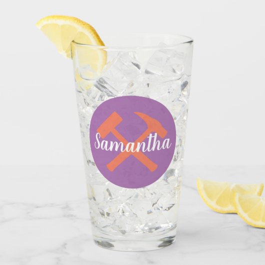 地質学者のロックハンマーと名パーソナライズされた前 タンブラーグラス (アイス正面)