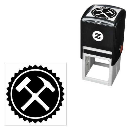 地質学者のロックハンマーのバッジ セルフインキングスタンプ (インサイチュ)