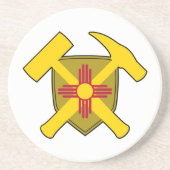 地質学者のロックハンマーのロゴとニューメキシコ州旗 コースター (正面)