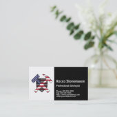 地質学者のロックハンマーのロゴと米国国旗 名刺 (スタンド正面)