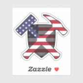 地質学者のロックハンマーのロゴ – アメリカ国旗のビニール シール (シート)