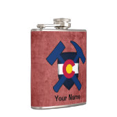 地質学者のロックハンマーシールド – コロラド州旗 フラスク (右)