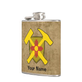 地質学者のロックハンマーシールド – ニューメキシコ国旗 フラスク (左)