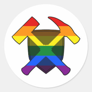 地質学者のロックハンマーシールド – LGBTレインボーフラグ ラウンドシール