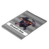 地質学者の岩ハンマーとハワイアン溶岩流 ノートブック (左側)