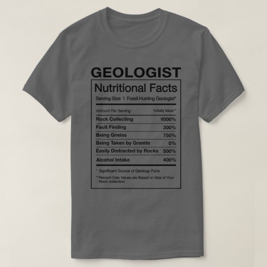 地質学者の栄養の事実おもしろい地質学のギフトユーモア Tシャツ (デザイン正面)