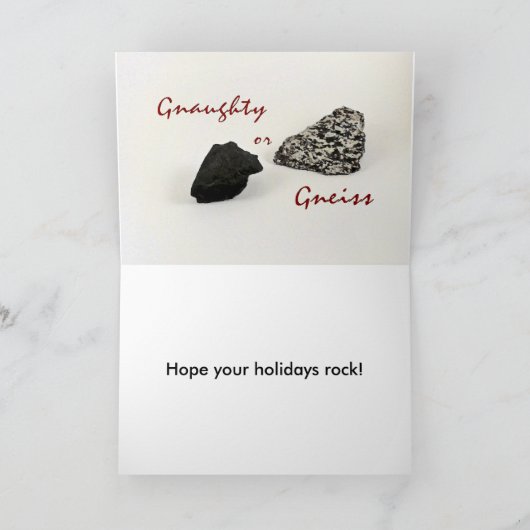 地質学者サンタのいたずらリストまたはグネイス シーズンカード (内部)