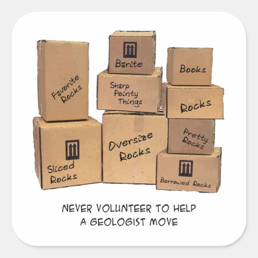 地質学者ムービングユーモアステッカー スクエアシール (正面)