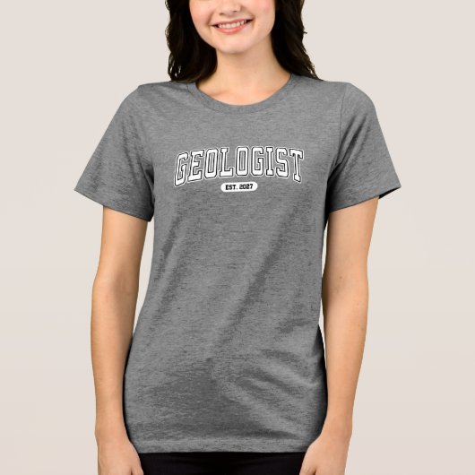 地質学者大学卒業（ホワイト文字バージョン） トライブレンドＴシャツ (正面)