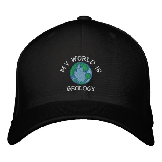地質学者「My World Is Geology」刺繍キャップ 刺繍入りキャップ (正面)