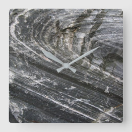 地質学装飾岩灰色の波なし数字 スクエア壁時計