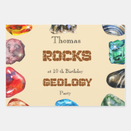 地質学誕生会の岩の宝石 ラッピングペーパーシート
