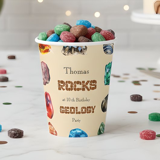 地質学誕生会の岩の宝石 紙コップ