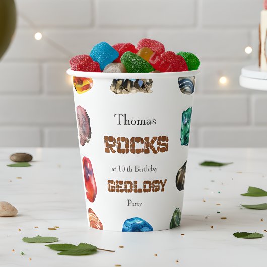 地質学誕生会の岩の宝石 紙コップ