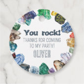 地質学誕生日ディグパーティーサークルメッセージカード フェイバータグ (正面)