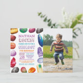 地質学誕生日パーティーロック宝石の結晶の写真 招待状 (スタンド正面)