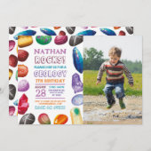 地質学誕生日パーティーロック宝石の結晶の写真 招待状 (正面/裏面)