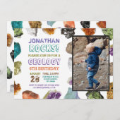 地質学誕生日パーティーロック宝石の結晶の写真 招待状 (正面/裏面)